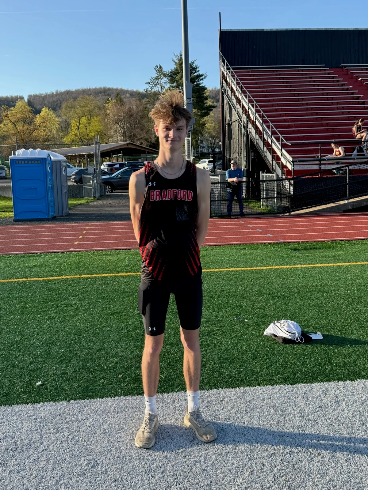 Alongside his four first place finishes, Brayden Frair set Bradford's school record in the 800 meter during the Owls' Senior Night win over Elk County Catholic on Monday. | Photo submitted