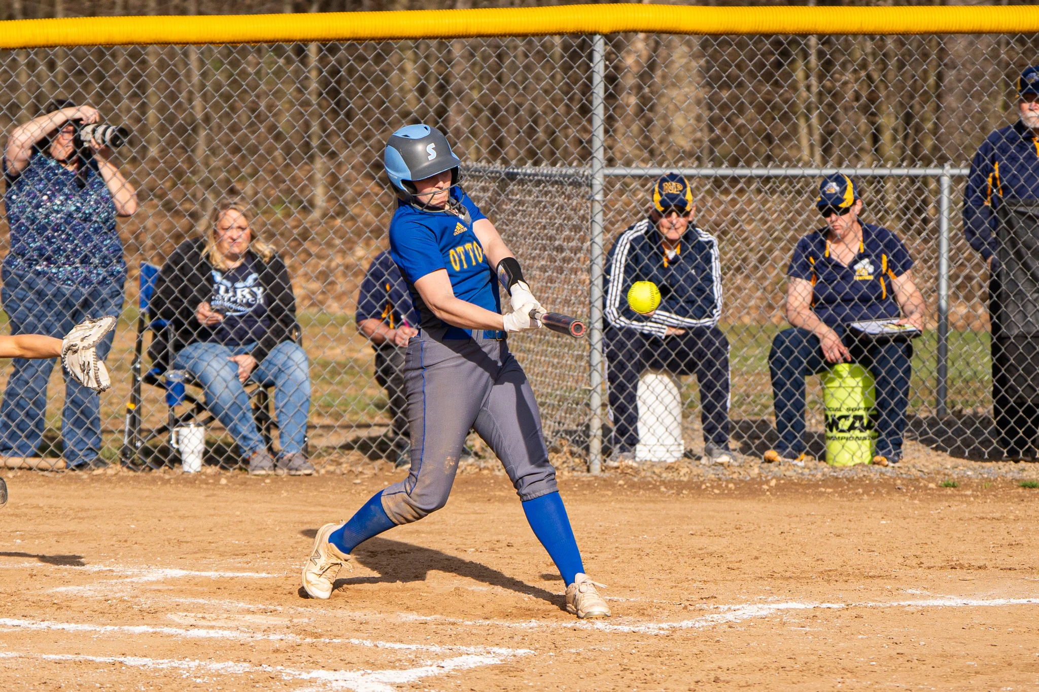 Otto-Eldred's Baylee Francis smashes the game-winning RBI single during the Lady Terrors' 2-1 win over Northern Potter. Francis ended 3-for-3 in the team's eighth win of the season. | Photo by Hunter O. Lyle