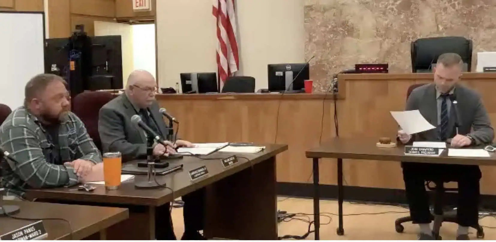 The Olean Common Council approved a $29.1million budget for 2025-26 Tuesday 5-2. From left are Alderman Lawrence Bennion Jr., R-Ward 1, who voted against the budget; Mayor Bill Aiello and Council; President John Crawford, D-Ward 5, who voted to pass the budget.