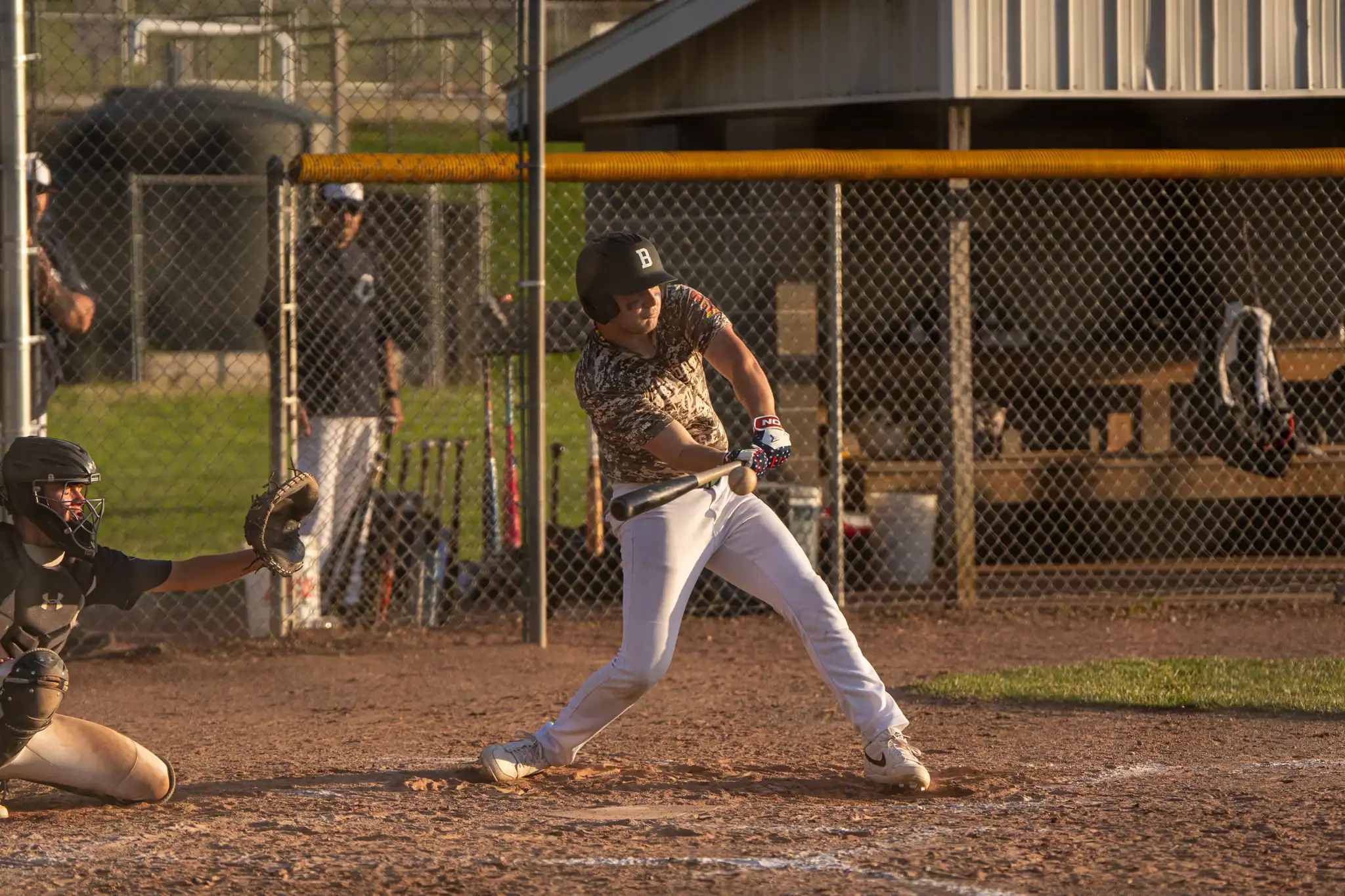 Bradford's Noah Swanson takes a swing during Post 108's narrow win over Crosby Legion Post 976 on Monday. | Photo by Hunter O. Lyle