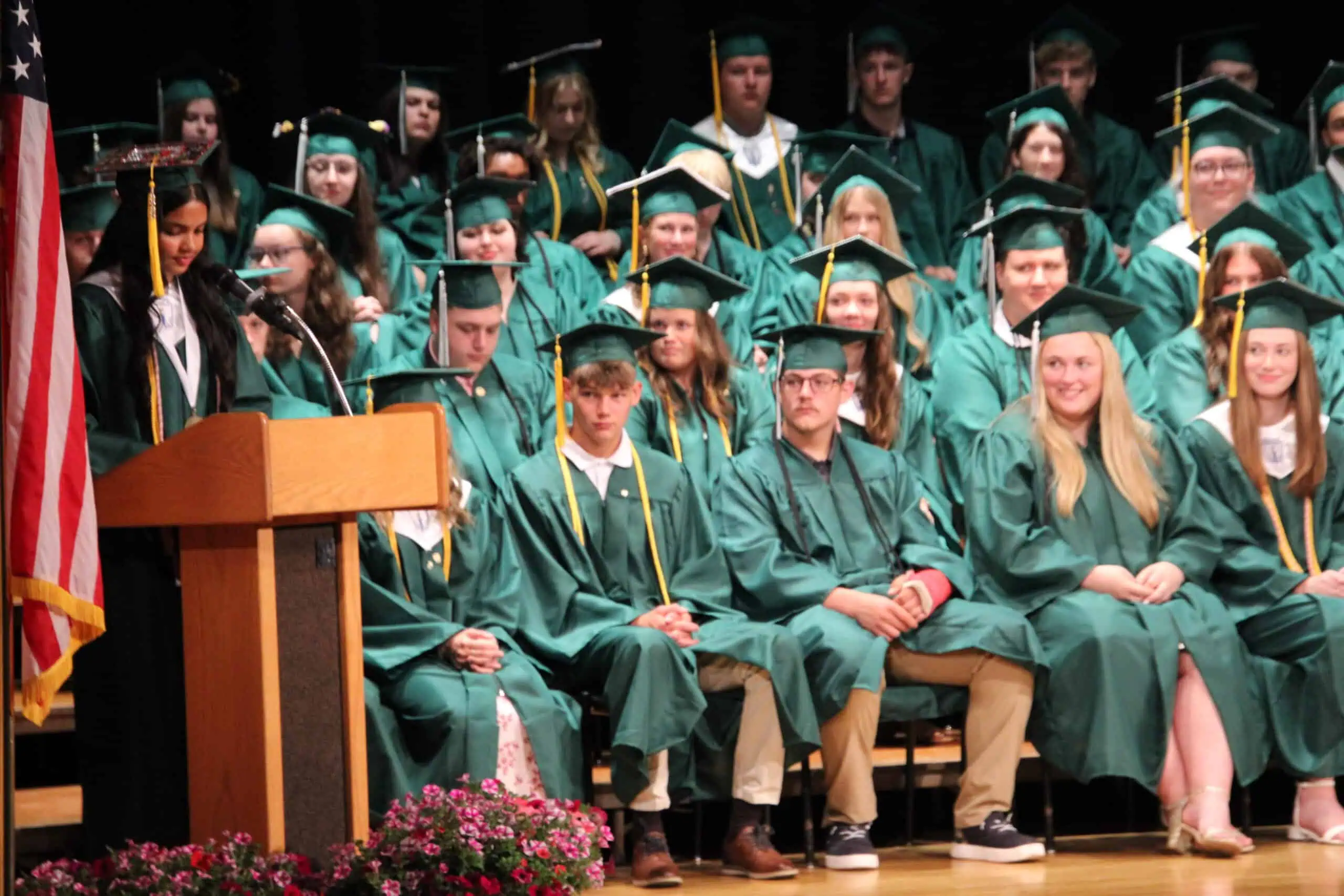 (Rick Miller/Olean Star) Allegany-Limestone Valedictorian Ipshita Patra gives her Valedictory Address Saturday afternoon at tghe school's 30th Commencement.