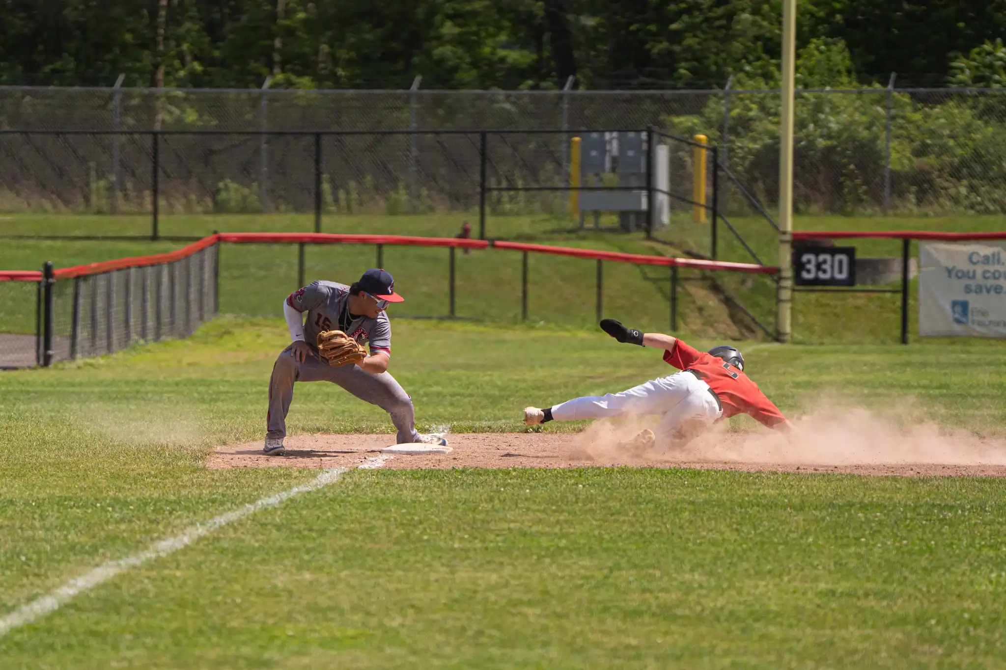 Olean Oilers' infielder Hartley Rahman slides into third base during the team's Sunday sweep. | Photo by Hunter O. Lyle