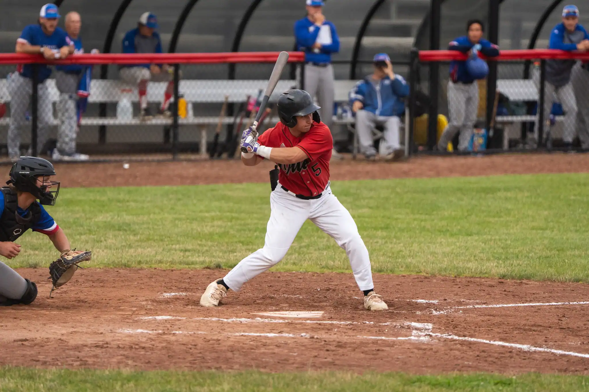 FILE -- Hartley Rahman stares down a pitch during the Olean Oilers' home-opening loss to Genesee on Monday. Against the Steamers, Rahman finished 1-for-5 with two RBIs as Olean improved to 5-2. | File photo by Hunter O. Lyle