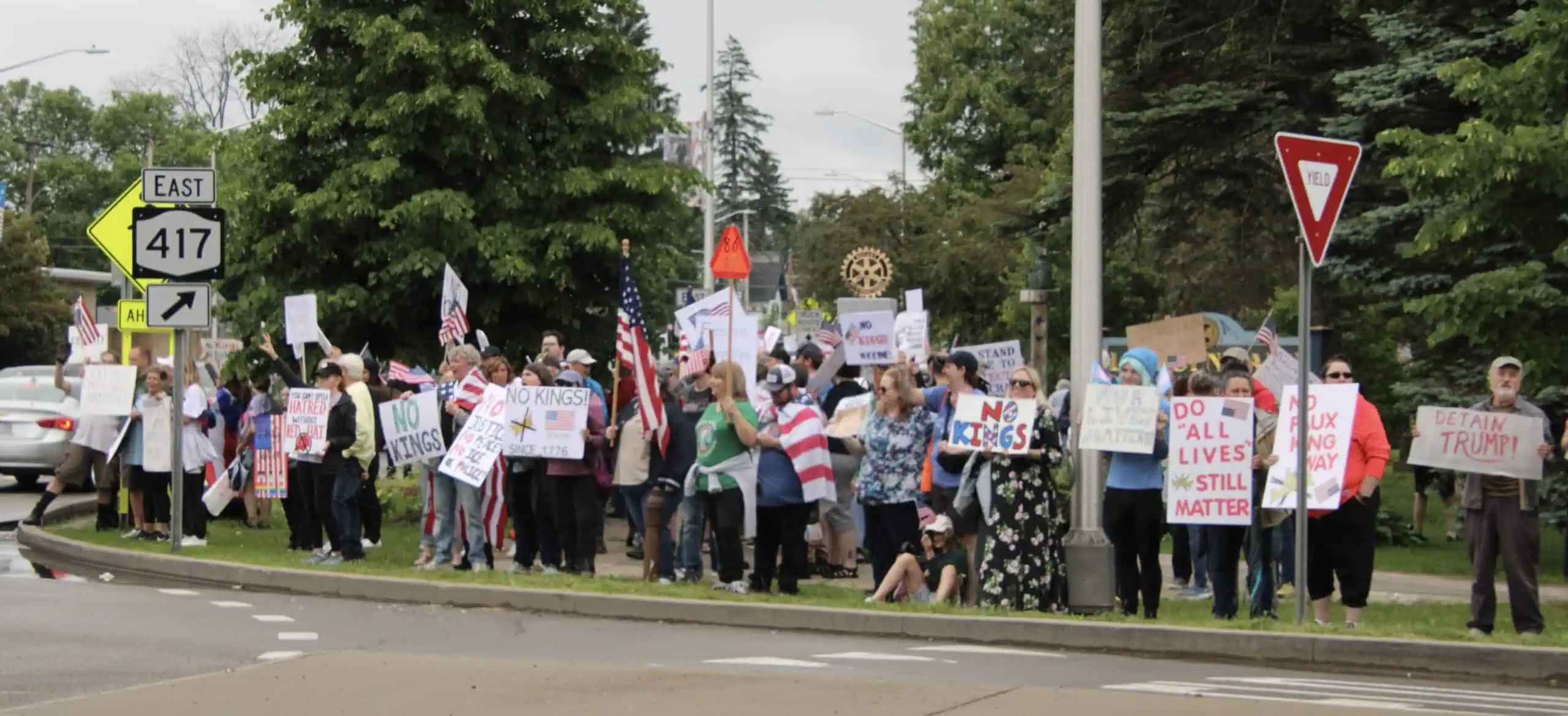 (Rick Miller/Olean Star) The number of local protesters in Olean to policies of President Trump have grown from a few dozen to more than 450.