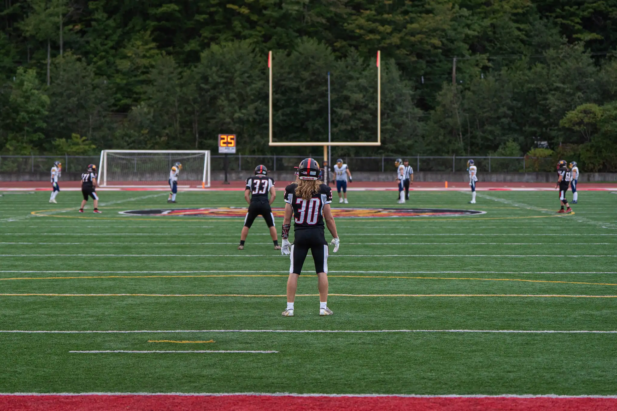 Bradford's Logan Kohler stands ready to receive a kickoff during the Owls' Week 2 matchup with the Terrors. Kohler ended with over 200 yards, including a 75-yard return. | Photo by Hunter O. Lyle