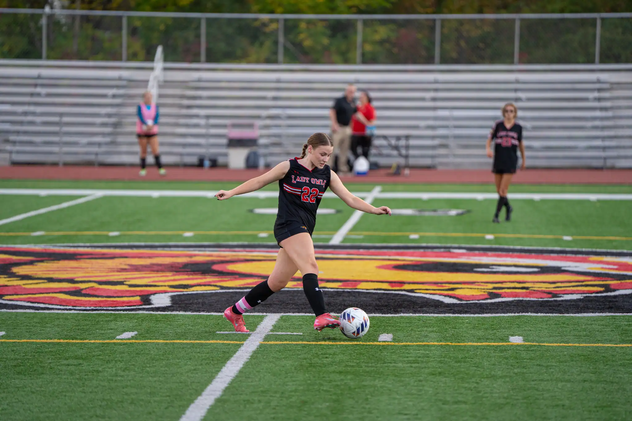 Bradford's Miley Swanson takes the ball up field during the Lady Owls' 2-1 loss to Warren. | Photo by Hunter O. Lyle