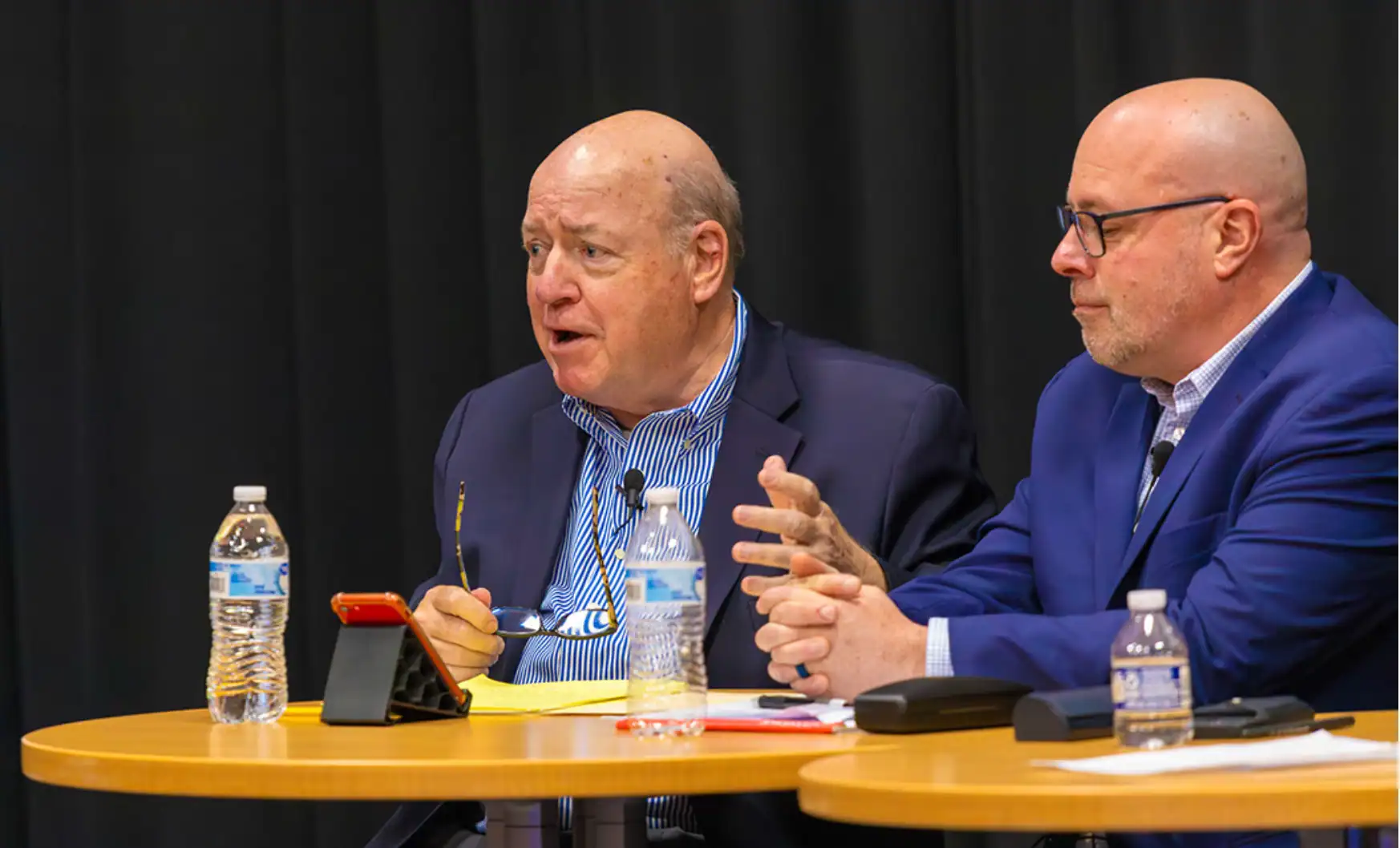 (SBU photo) Dick Keans (left), a 1972 St. Bonaventure University graduate, brings his 12th annual Kearns Global Business Forum to the university on Oct. 23.