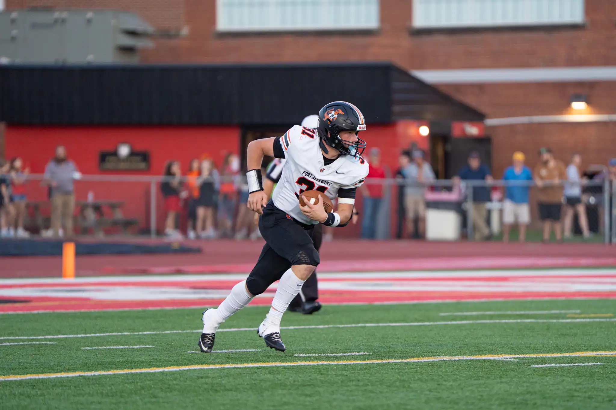 FILE -- Aiden Bliss returns a kickoff during Port Allegany's Week 1 win over Bradford on Friday, Aug. 26. The Gators cleaned up at the annual District 9 All-Star awards, earning seven selections. | File photo by Hunter O. Lyle
