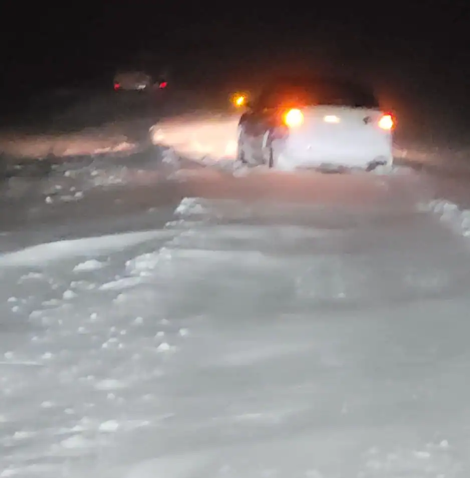 (Noelle Lindner/Southtown Scanner) These cars became stranded on Connoisarauley Road in East Otto in Cattaraugus County early Tuesday morning. A travel advisory by the Cattaraugus County Sheriff’s Office remains in effect until further notice.