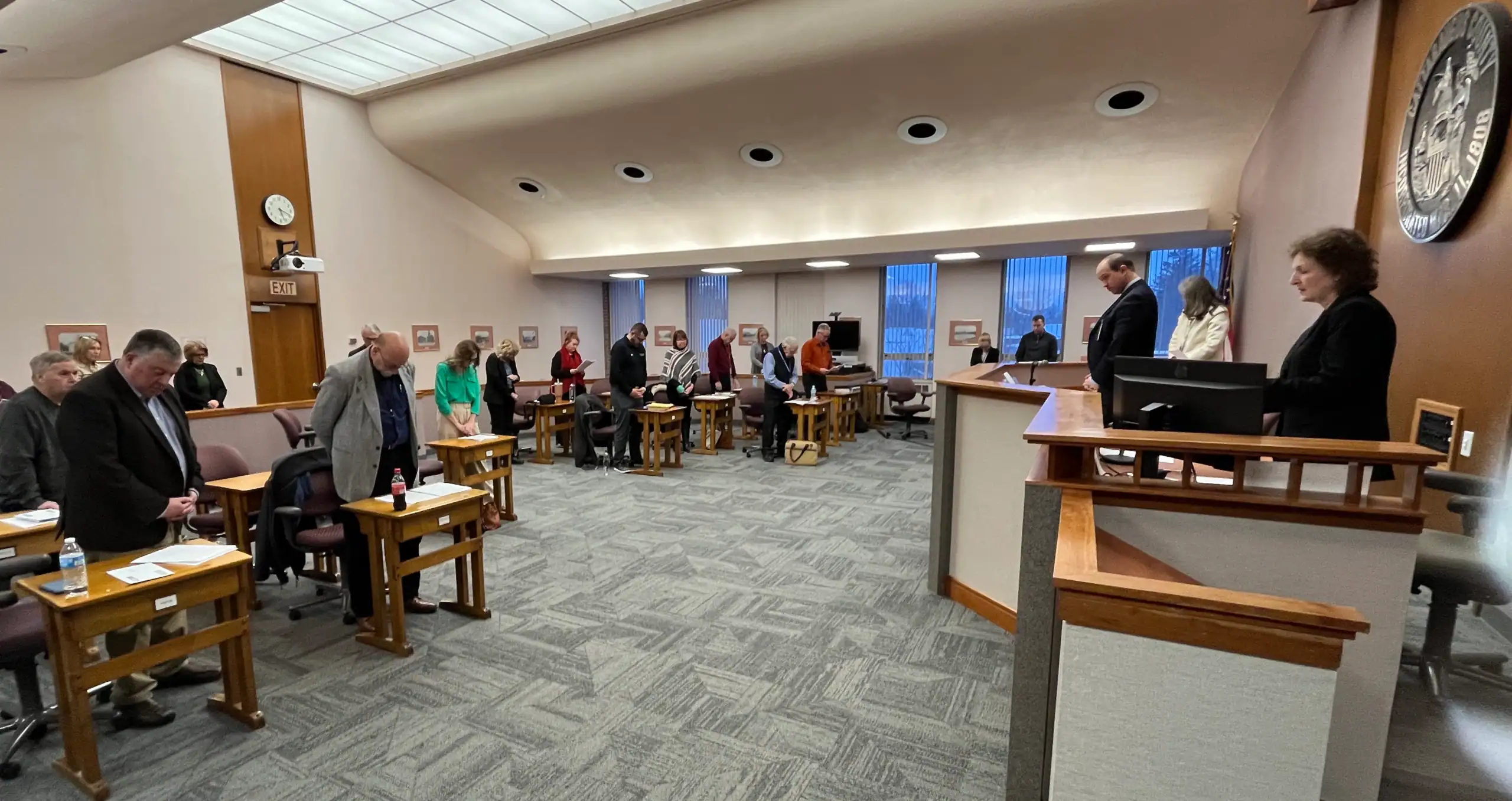 (Rick Miller/Olean Star) Cattaraugus County lawmakers adjourned Wednesday in memory of Gerry E. Zimmerman, the former county director of Probation. He retired in 2019 and became a Lutheran minster.