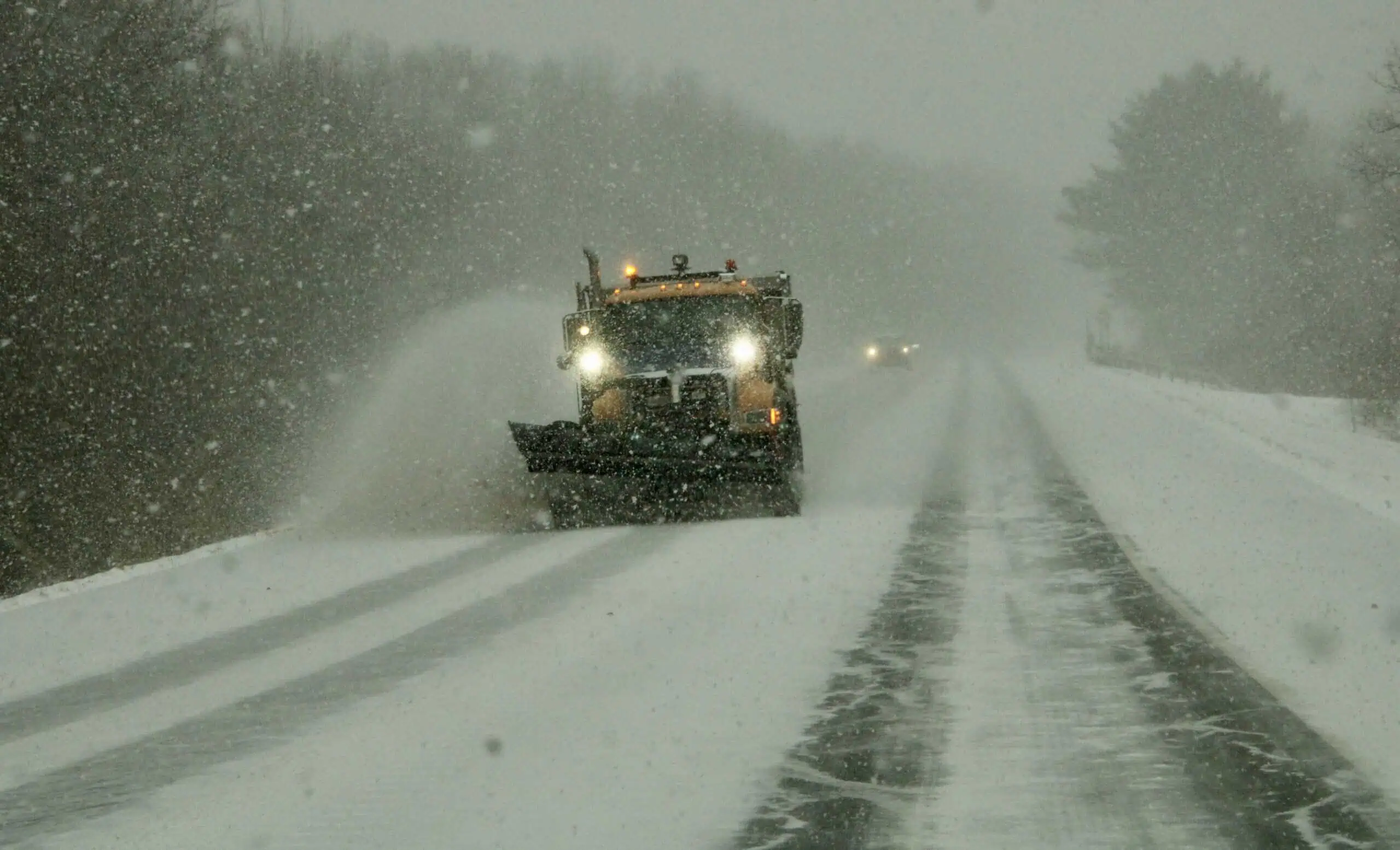 (Rick Miller/.Olean Star) A New York State Department of Transportation snowplow is plowing snow along Route 417 in the town of Carrollton earlier this week. More snow and cold temperatures are forecast this weekend.