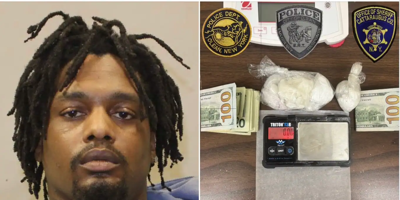 (Olean Police Department) Markeel Hilson, 29, of Buffal was charged with two counts of third-degree criminal possession of a controlled substance after a search warrant of his West Oak Street apartment on Jan. 16 allegedly found cocaine and fentanyl.