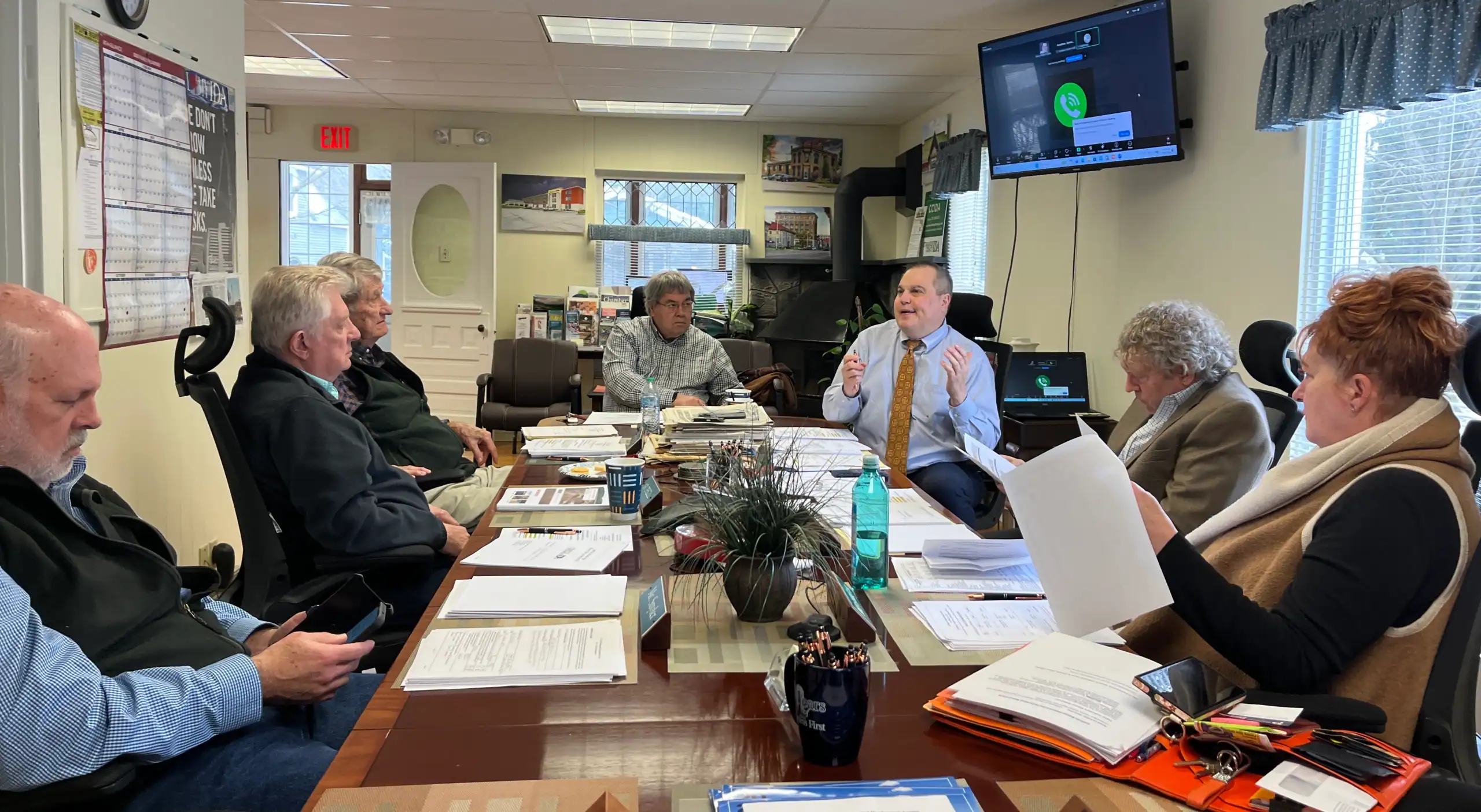 (Rick Miller/Olean Star) Members of the Cattaraugus County Industrial Development Board discuss a proposed $6 million Olean brownfield cleanup project Tuesday.