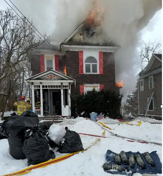 (Olean Fire Department) Fire broke out at this house at 311 N. Sixth St., late Friday morning. There were no injuries. The cause remains under investigation.