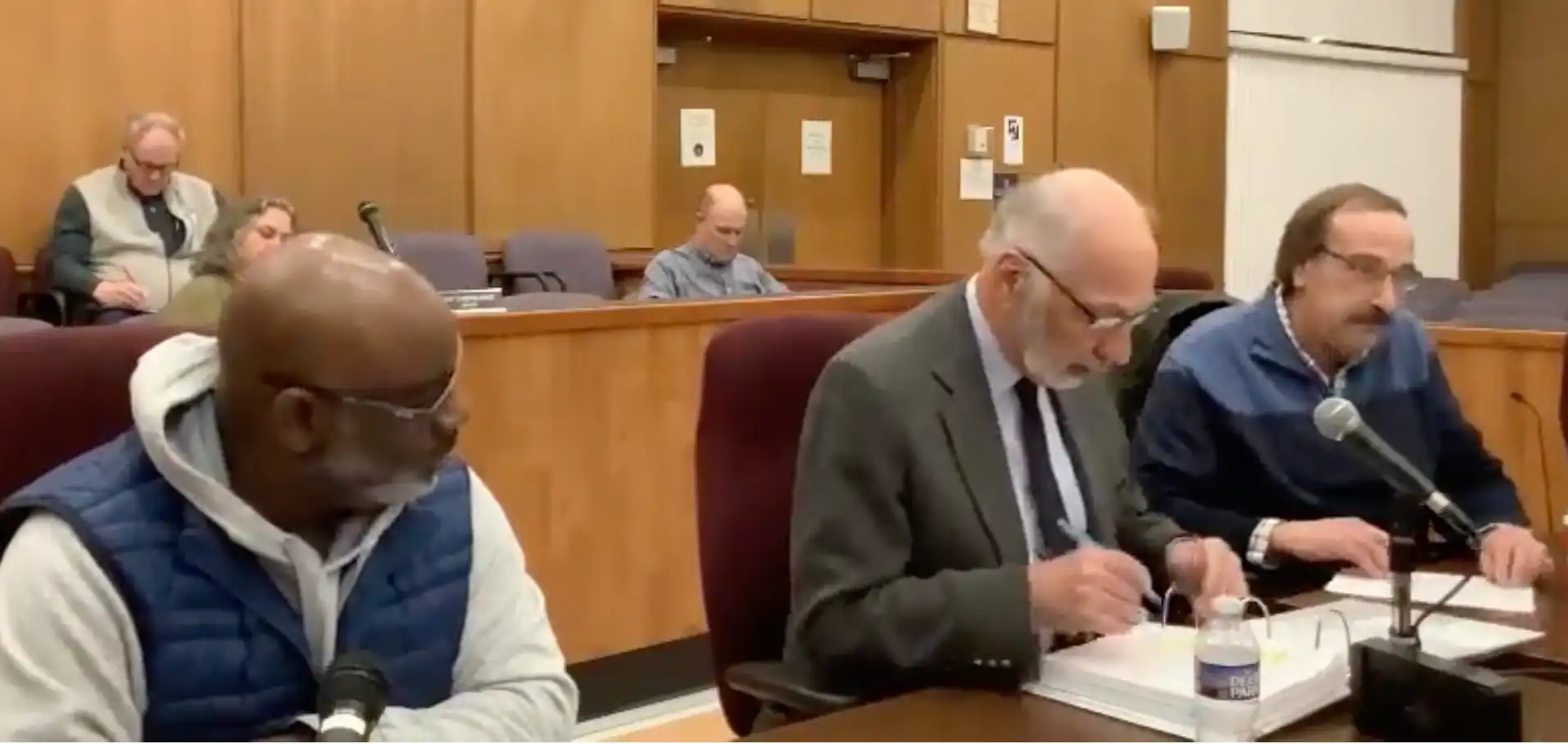 (Olean YouTube Channel) From left, Olean Common Council President Vernon Robinson Jr., City Clerk Frank Caputo and Alderman David Anastasia at Tuesday's Common Council meeting.