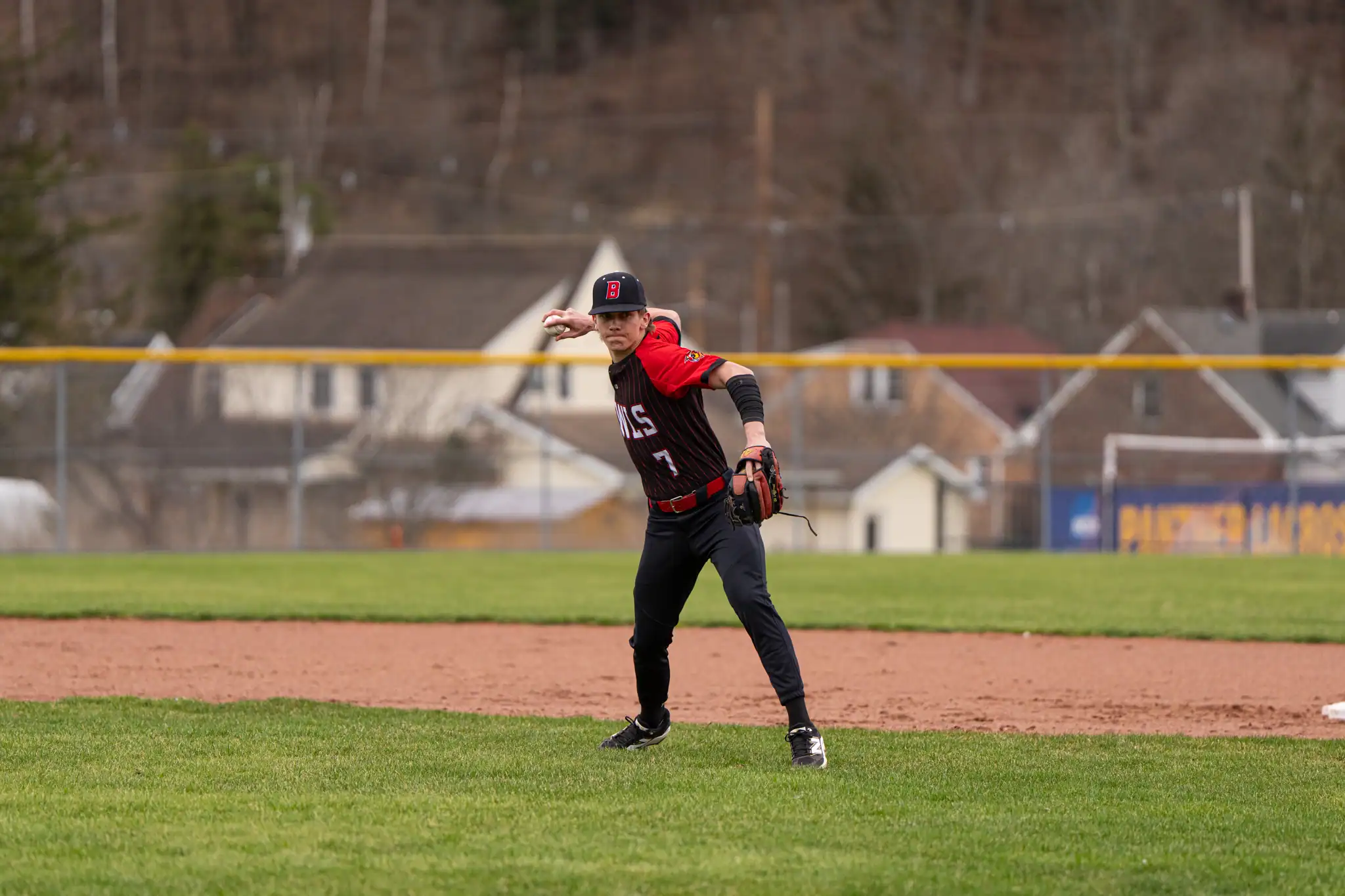 Short stop Lucas Wallace makes the play at first during Bradford's season-opening win over Johnsonburg. | Photo by Hunter O. Lyle