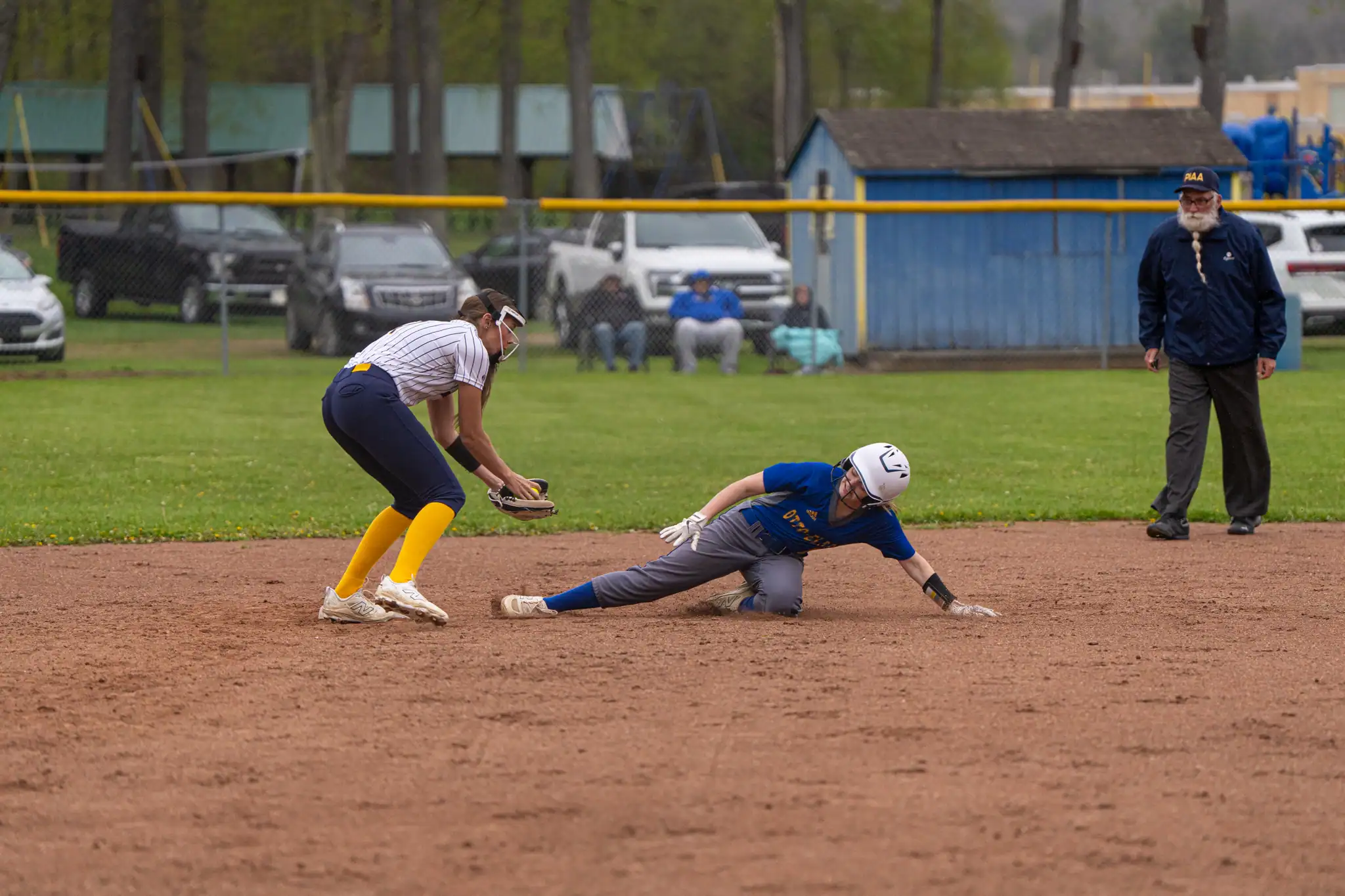 Otto-Eldred's Jahden Smith attempts to steal second during the Lady Terrors' loss to Northern Potter on Tuesday. | Photo by Hunter O. Lyle