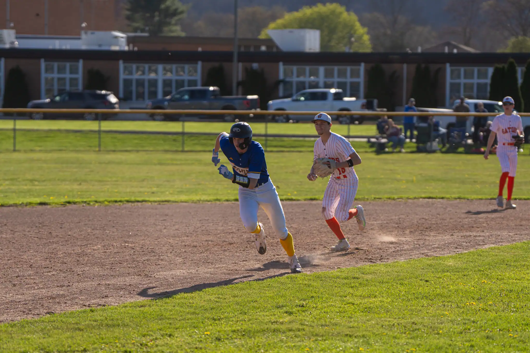 Otto-Eldred's Wyatt Blendinger scrambles in the midst of a pickle during the Terrors' loss to Port Allegany on Wednesday. | Photo by Hunter O. Lyle
