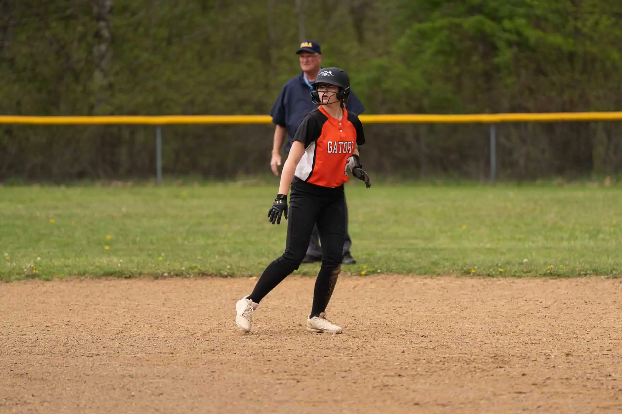 Port Allegany's Jaidyn Mahon leads off second during the Lady Gators win over Kane on Tuesday. | Photo by Hunter O. Lyle